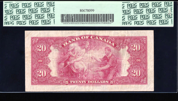 1935 Bank of Canada $20 Large Seal English Osborne - Towers" PCGS VF-25 Original (BC-9a)