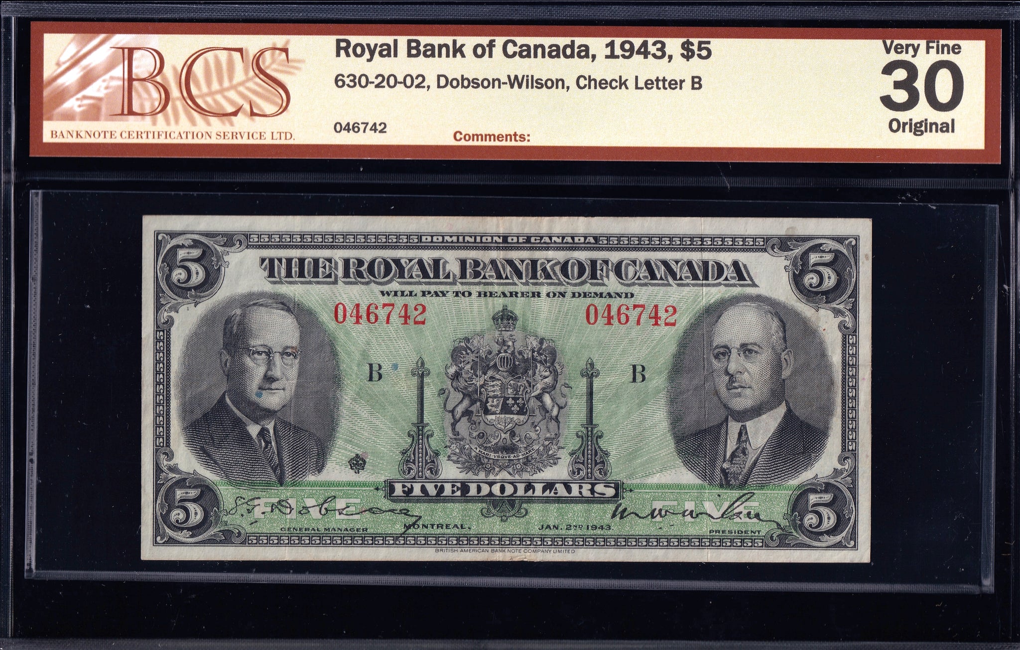 1935 Royal Bank of Canada $10 "Large Signature" in BCS VF-30