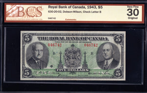 1935 Royal Bank of Canada $10 "Large Signature" in BCS VF-30
