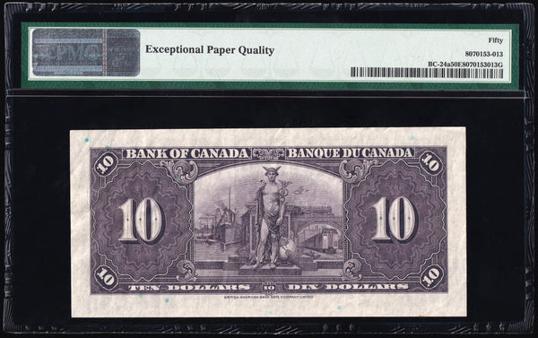 1937 Bank of Canada $10 "Osborne - Towers" certified PMG AU-50 EPQ (BC-24a)