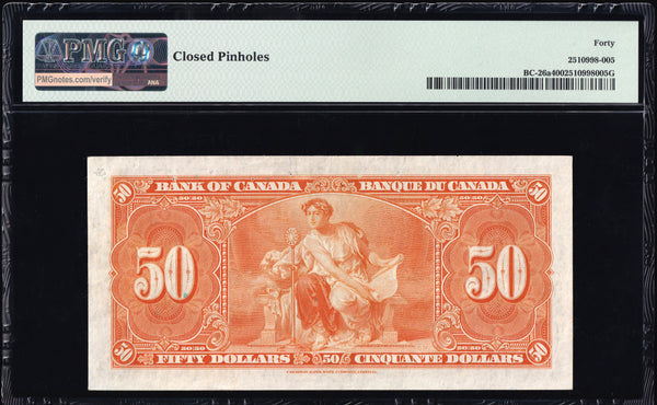 1937 Bank of Canada $50 "Osborne - Towers" certified PMG EF-40 EPQ (BC-26a)