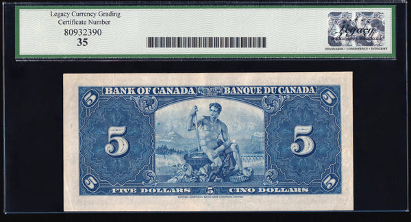 1937 Bank of Canada $5 "Osborne - Towers" certified Legacy VF-35 (BC-23a)