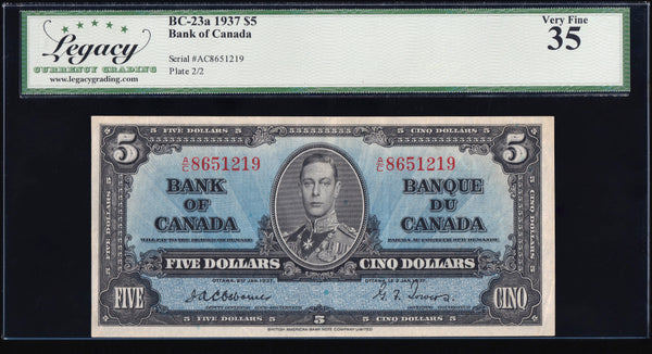 1937 Bank of Canada $5 "Osborne - Towers" certified Legacy VF-35 (BC-23a)