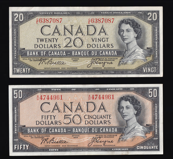 1954 Bank of Canada $1-$50 Beattie Coyne Series (BC37-BC42)