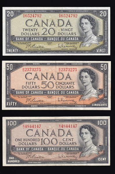 1954 Bank of Canada $1-$100 Beattie Rasminsky Series (BC37-BC43)