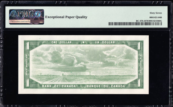 1954 Bank of Canada $1 Modified Certified PMG GEM UNC67 EPQ (BC-37b-i)