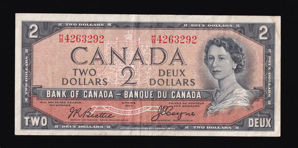 1954 Bank of Canada $2 "Devils Face" in VF+ (BC-30b)