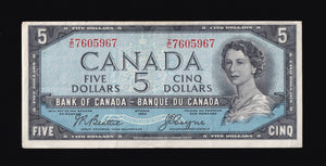 1954 Bank of Canada $5 "Devils Face" in VF+ (BC-31b)