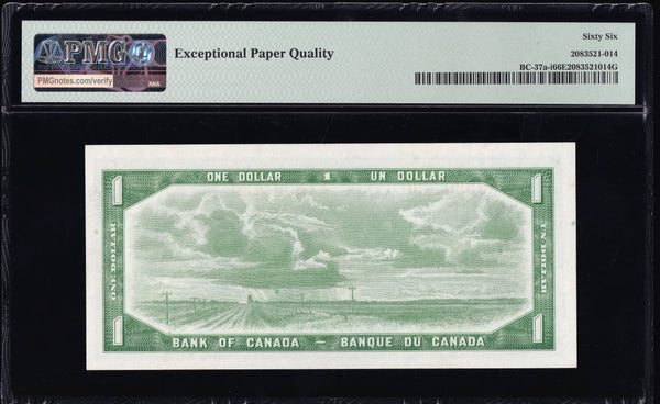 1954 Bank of Canada $1 Modified Certified PMG GEM UNC66 EPQ (BC-37a-i)