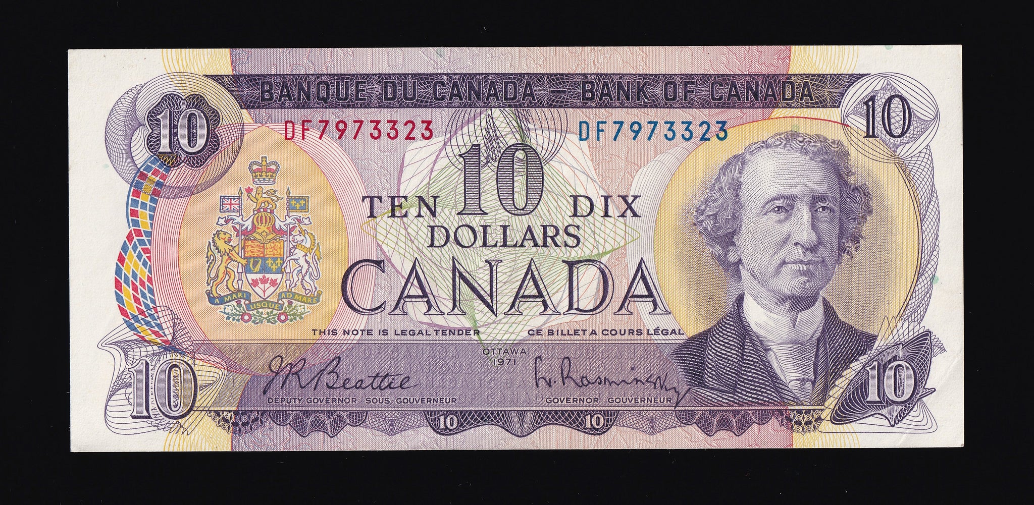 1971 Bank of Canada $10 in AU (BC-49a)