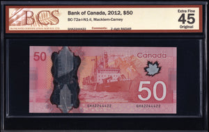 2012 Bank of Canada $50 "Radar 2 Digit " in BCS EF45 Original (BC-72a-i N1)