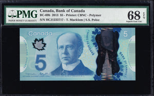 2013 Bank of Canada $5 in PMG Gem UNC-68 EPQ (BC-69b)