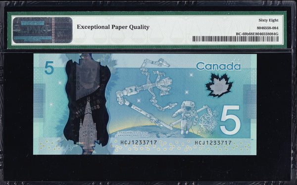 2013 Bank of Canada $5 in PMG Gem UNC-68 EPQ (BC-69b)