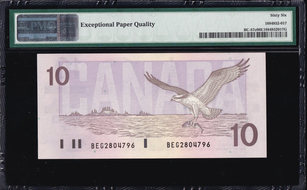 1989 Bank of Canada $10 in PMG GEM UNC-66 EPQ (BC-57c)