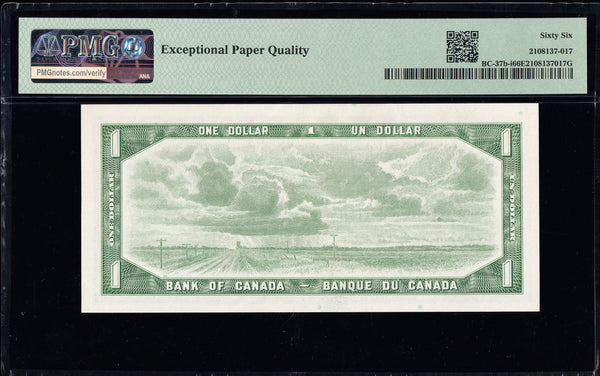 1954 Bank of Canada $1 Modified Certified PMG Gem UNC-66 EPQ (BC-37b-i)