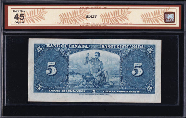 1937 Bank of Canada $5 in BCS EF-45 Original (BC-23b)