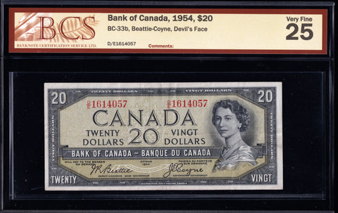 1954 Bank of Canada $20 Devils Face BCS VF25 (BC-33b)