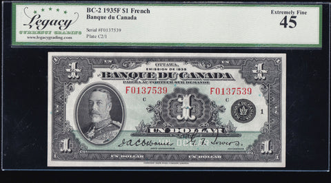 1935 Bank of Canada "French" in Legacy EF-45 (BC-2)
