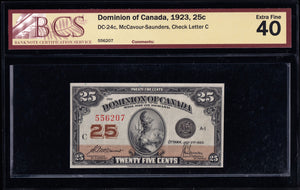 1923 Dominion of Canada 25 cents in BCS EF-40 (DC-24c)