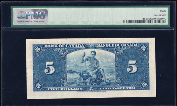 1937 Bank of Canada $5 "Osborne" in PMG VF-30 (BC-23a)