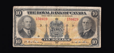 1935 Royal Bank of Canada $10 "Small Signature" VG/Fine