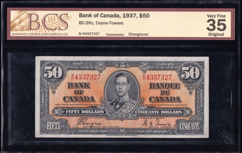 1937 Bank of Canada $50 in BCS VF35 Original (BC-26c)