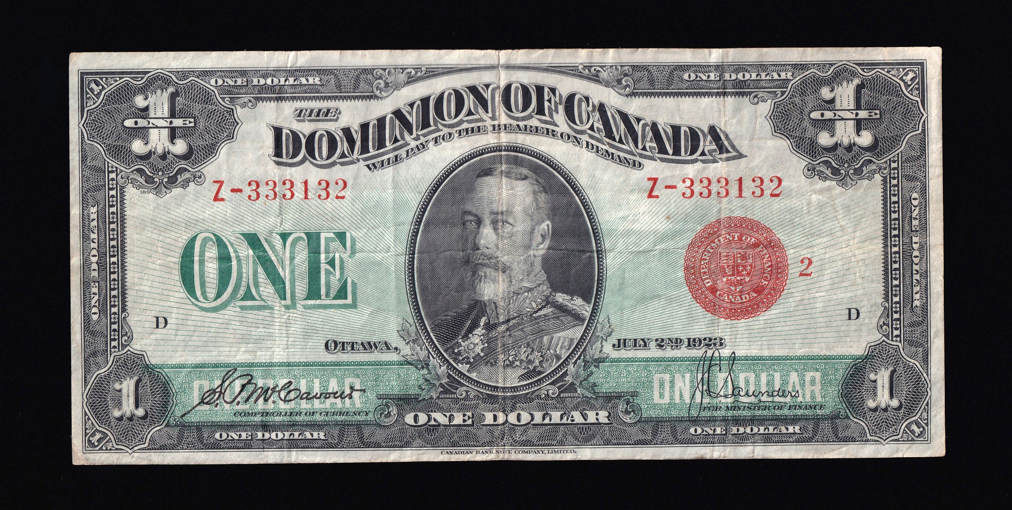 1923 Dominion of Canada $1 in VF (DC-25g)