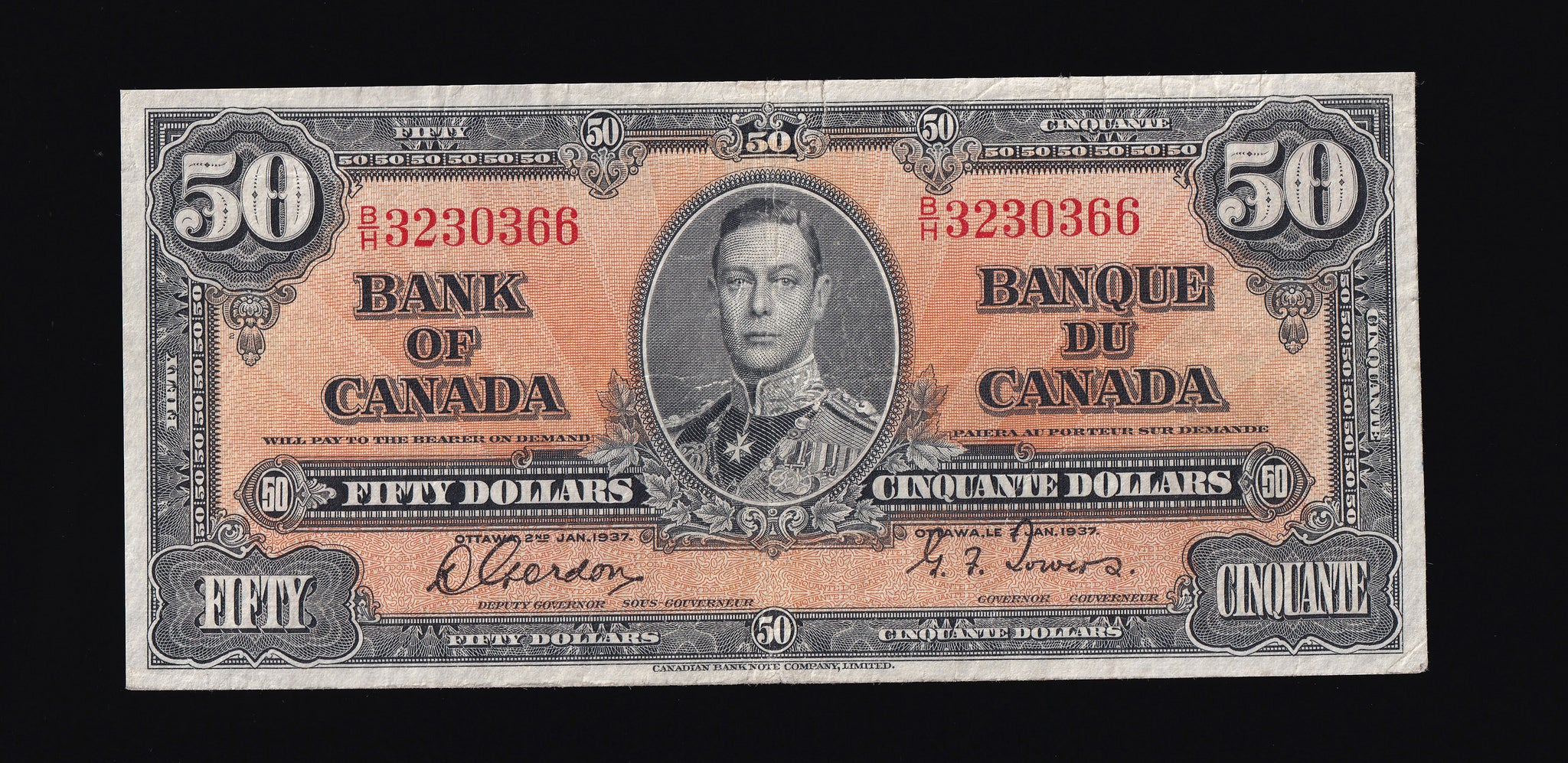 1937 Bank of Canada $50 in VF (BC-26b)