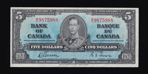 1937 Bank of Canada $5 in VF+ (BC-23b)