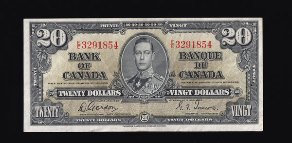 1937 Bank of Canada $20 in VF+ (BC-25b)