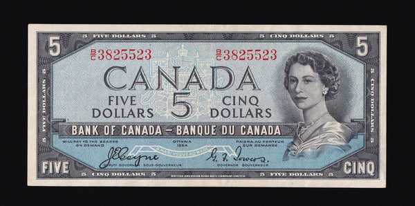 1954 Bank of Canada $5 "Devils Face" in VF/EF (BC-31a)