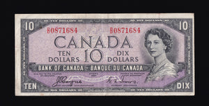 1954 Bank of Canada $10 "Devils Face" in VF (BC-32a)