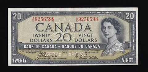 1954 Bank of Canada $20 "Devils Face" in VF+ (BC-33a)