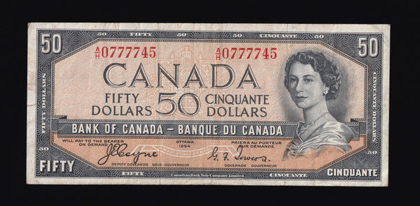 1954 Bank of Canada $50 "Devils Face" in VF (BC-34a)