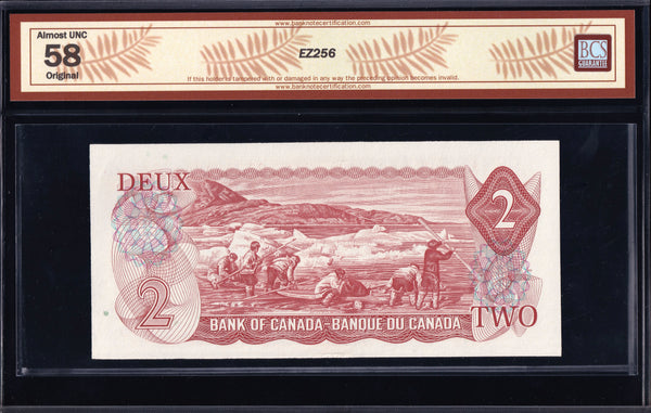 1974 Bank of Canada $2 "Million Serial" BCS AU58 Original (BC-47a N3)