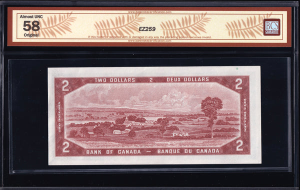 1954 Bank of Canada $2 Replacement *A/B in BCS AU58 Original (BC-38aA)
