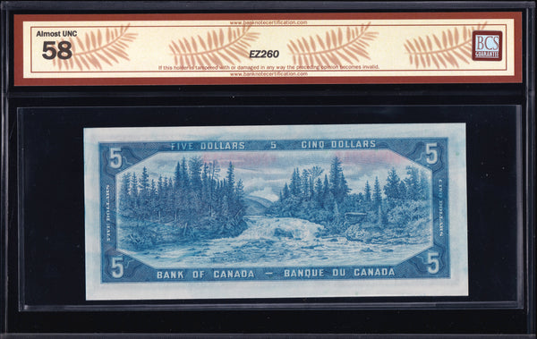 1954 Bank of Canada $5 Replacement *A/C in BCS AU58 (BC-39aA)