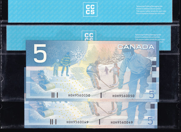 2005 Bank of Canada $5 "2x Consecutive Replacement" in CCCS Gem UNC-67 Original (BC-62bA)