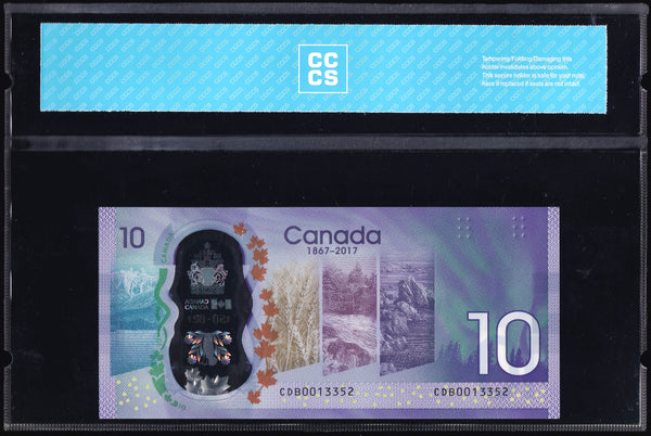 2017 Bank of Canada $10 in CCCS Gem UNC-67 Original (BC-75)