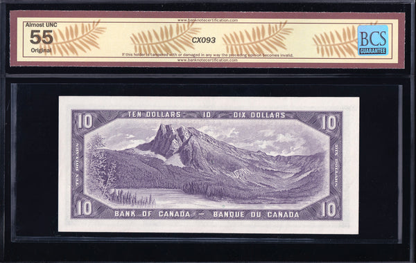 1954 Bank of Canada $10 Modified Consecutive Pair Beattie Rasminsky BCS AU Original (BC-40b)