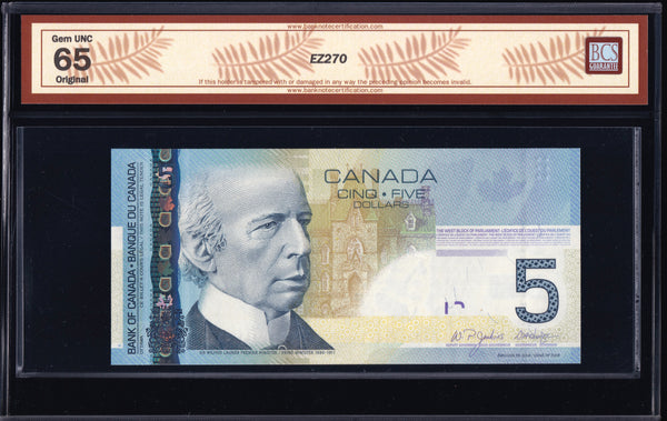 2006 Bank of Canada $5 "Radar" in BCS Gem UNC-65 Original (BC-67a - N1)
