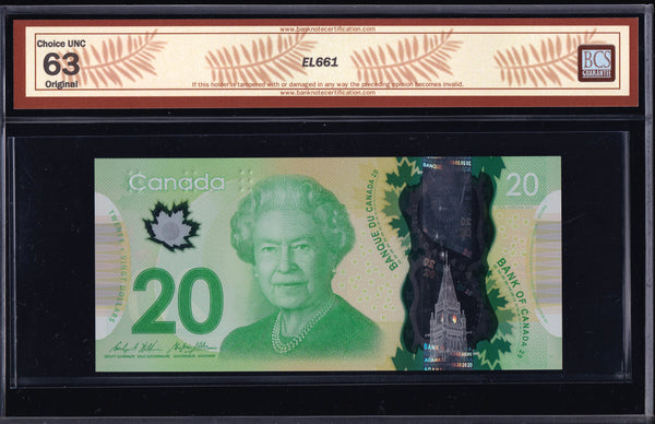 2012 Bank of Canada $20 Radar & Repeater "2929292" BCS UNC63 Original (BC-71b - N1 - N10)