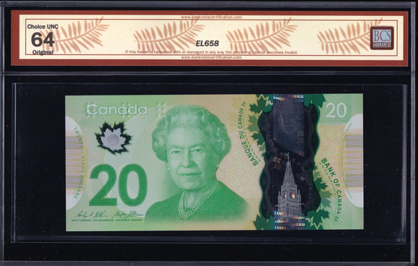 2012 Bank of Canada $20 Repeater "0333033" BCS UNC64 Original (BC-71b - N10)
