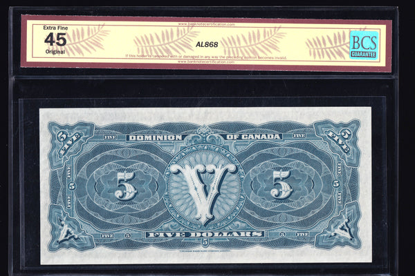 1912 Dominion of Canada $5 "Train" in BCS EF45 Original (DC-21g)