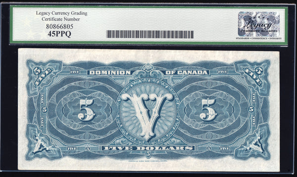 1912 Dominion of Canada $5 "Train" in Legacy EF45 PPQ (DC-21c)