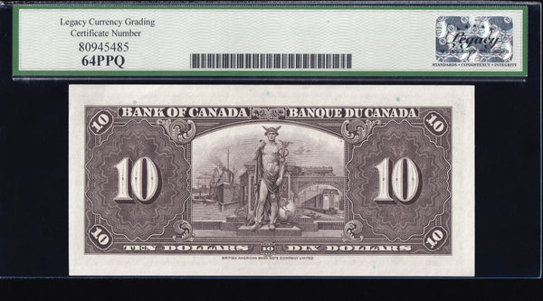 1937 Bank of Canada $10 "Coyne - Towers" Graded Legacy Choice UNC-64 PPQ(BC-24c)