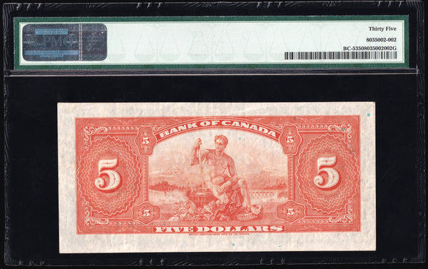 1935 Bank of Canada $5 English "Osborne - Towers" Graded PMG VF-35 (BC-5)