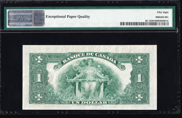 1935 Bank of Canada $1 French "Osborne - Towers" PMG AU-58 EPQ (BC-2)