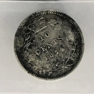 1874 Canadian 10 Cents Graded CCCS VF-30