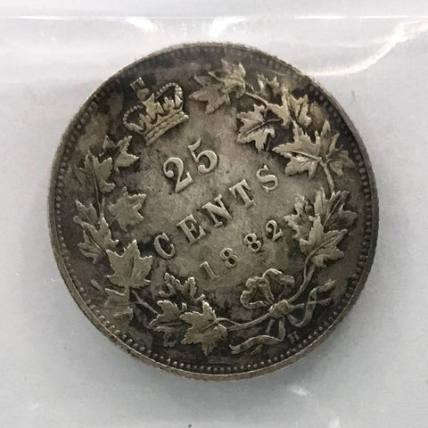 1882H Canadian 25 Cents ICCS VF-20